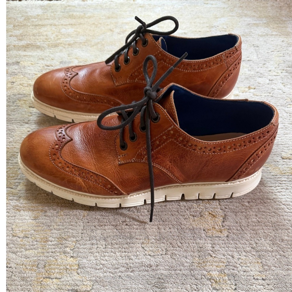 Bed Stu Cayuga Wingtip Oxford Shoes Men 8 Tan Leather Cognac